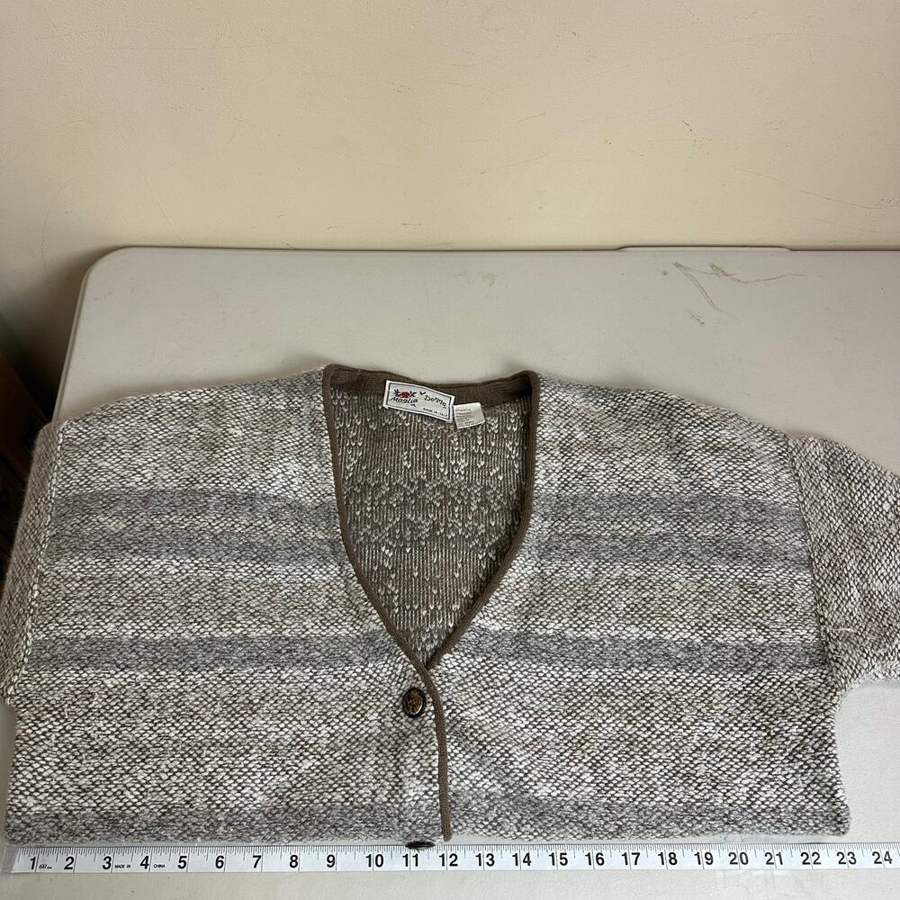 Maglia Donna Italy Wool Angora Cardigan Sweater Brown Size M Euro Chic Layer 90s - Picture 4 of 8